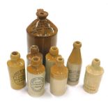 Various stoneware bottles, flagons, etc., ginger beer bottle, Martin's Ginger Beer Drugstore Lincoln