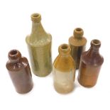 A 19thC stoneware porter bottle, impressed RCM, 22cm high, and various other stoneware bottles. (a q