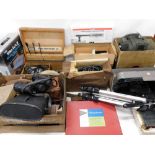 Various cameras, recording equipment, etc., Zenith 10x50 binoculars, camcorder, tripod, various reco