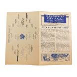 Football programme, Manchester City 1946 v. Bury.