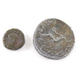 A Roman type coin and a faux Vespasian coin. (2)