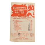 Football programme, Manchester United 1944-5, v. Stockport County.