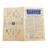 Football programme, Manchester City - 1944 v. Everton.