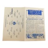 Football programme, Manchester City 1946 v. Huddersfield Town.