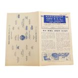 Football programme, Manchester City 1946 v. Sunderland.