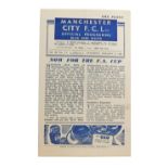 Football programme, Manchester City 1946 v. Barrow.
