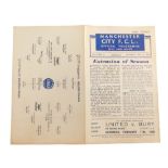 Football programme, Manchester City 1945 v. Manchester United.