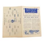 Football programme, Manchester City 1946 v. Sunderland.