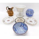 Various china, Adams commemorative bowl, 1880-1888, 17cm diameter, (AF) Queen Victoria jubilee tea p