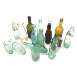 A quantity of 19thC and later glass bottles, to include Henry Dickins Nottingham, 22cm high, various