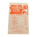 Football programme, Manchester United 1944-5 v. Huddersfield.