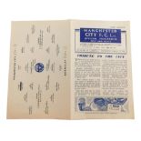 Football programme, Manchester City 1946 v. Barnsley.