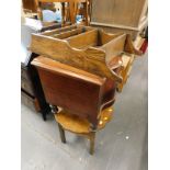 A collection of furniture to include Victorian commode, oak sewing box, and an oak wall rack.