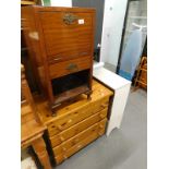 An early 20thC mahogany bedside cabinet, the fall front enclosing a vacant interior above a drawer a