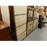 A Samas Vickers four drawer filing cabinet and two small two drawer filing cabinets.