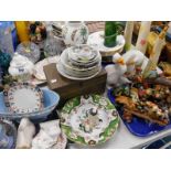 Miscellaneous items to include an ironstone plate, egg shell porcelain, decanter and stopper, Aynsle