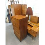 A Meredew 1950's/60's bedroom suite, comprising of chest of six drawers, dressing table and a wardro