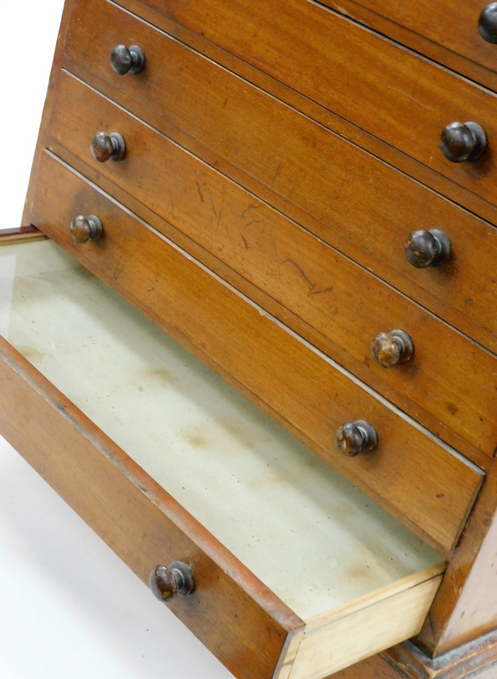 A late Victorian mahogany collector's chest, the rectangular top with a moulded edge above ten drawe - Image 2 of 2