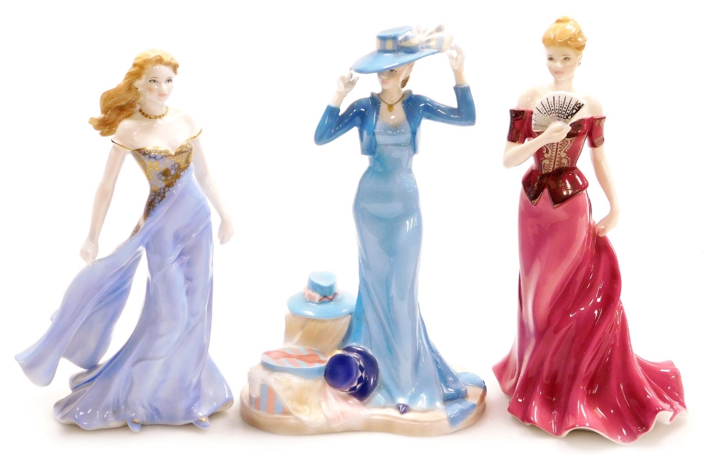 Three Royal Worcester porcelain figures, comprising Isabella, 24cm high, Chloe, 24cm high, and Amand