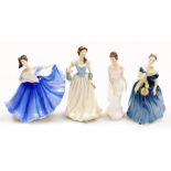 Four Royal Doulton porcelain figures, comprising Adrienne HN2304, Elaine HN2791, Linda HN2758 and Fl