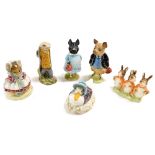 Six Beswick Beatrix Potter figures, comprising Pig Wig, Pigling Bland, Jemima Puddle-Duck, Flopsy, M