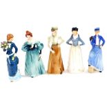 Five Goebel porcelain figures, to include On The Fairway 1894, Demure Elegance 1835, Gentle Breezes