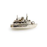 A Queen Elizabeth II white metal pendant/charm, formed as the boat The Queen Elizabeth II, white met