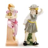 A Royal Worcester porcelain figure, Katie's Day School Time, 16cm high, and a Royal Doulton porcelai