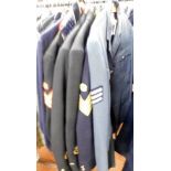 A group of men's military related jackets, to include a RAF tunic, naval jackets, etc., various size