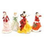 Four Royal Doulton porcelain figures, comprising Sally HN3383, Grace HN3699, Winters Day HN3769 and