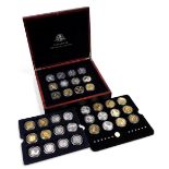 Various commemorative silver and silver and gold coloured crowns, and other commemorative coins, etc