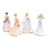 Four Royal Doulton porcelain figures, comprising Jessica HN3850, Julie HN3878, Faith HN4151 and Oliv