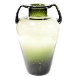 A mid 20thC Wilhelm Wagenfeld green glass 'Munchen' vase, model number VW 152.01, designed for the V
