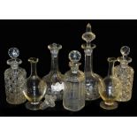 Victorian and later cut glass decanters, some with stoppers. (7)