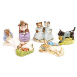 Six Royal Albert Beatrix Potter figures, comprising This Pig Had None, Peter In The Gooseberry Net,