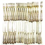 A group of Mappin and Webb King's pattern plated flatware, comprising six fish knives and forks, twe