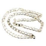A curb link neck chain, on a lobster claw clasp, white metal stamped 925, 58cm long, 39.5g all in.