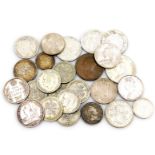 A quantity of foreign coins, to include some silver, etc. (a quantity)