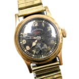 A mid century West End Watch Company gentleman's Sowar Prima wristwatch, circular black dial bearing