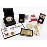 Various Royal family and other commemorative medallions, a coin cover, a coinage plate, etc. (a quan