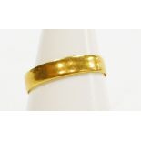 A 22ct gold wedding band, of plain design, London 1967, ring size P½, 2g all in.