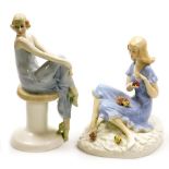 Two Royal Doulton Reflections Series porcelain figures, comprising Flirtation HN3071 and Summer Rose