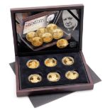 A Winston Churchill gold plated six coin set, with certificate and original packaging.