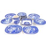 A group of blue and white pottery, to include various Wedgwood & Co Willow pattern wares, tureen and