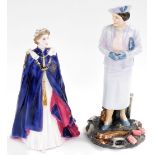 A Royal Doulton porcelain figure, The Queen Mother HN3944, limited edition number 306/5000 and a Roy