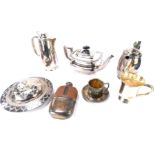 Victorian and later plated wares, including a Victorian gothic butter dish and cover, Lambert of
