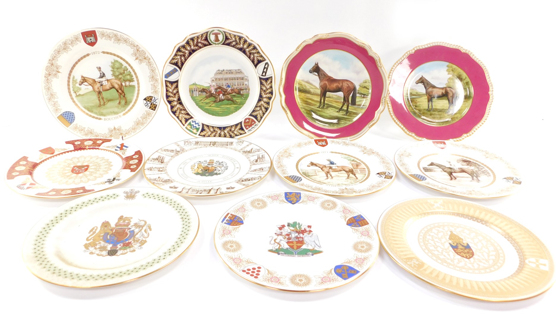 A group of collectors plates, to include the Spode First St Ledger plate, dates to include 1970,