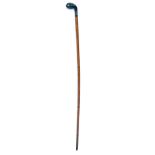 A George V bamboo Sunday Golf walking stick, with silver club handle, Birmingham 1920, 92.5cm high.