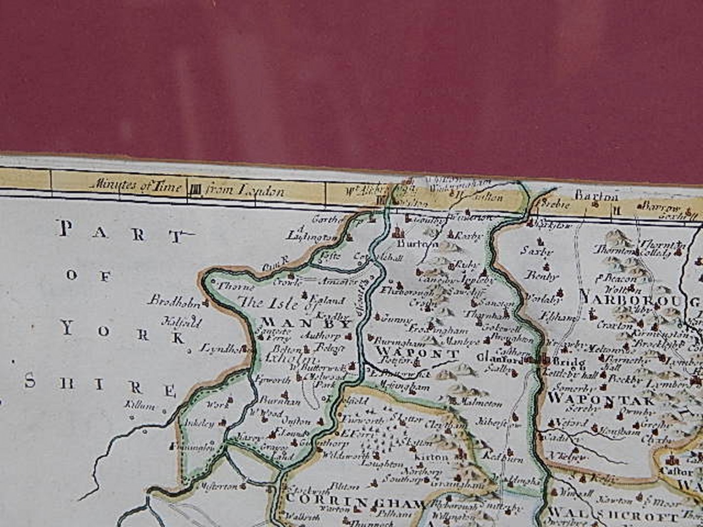 After Robert Morden. A late 20thC coloured map of Lincolnshire, 37cm x 42cm. - Bild 2 aus 3