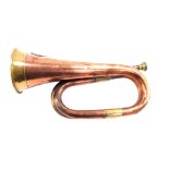 An early 20thC military copper and brass bugle, with applied swan crest for the Western Australian